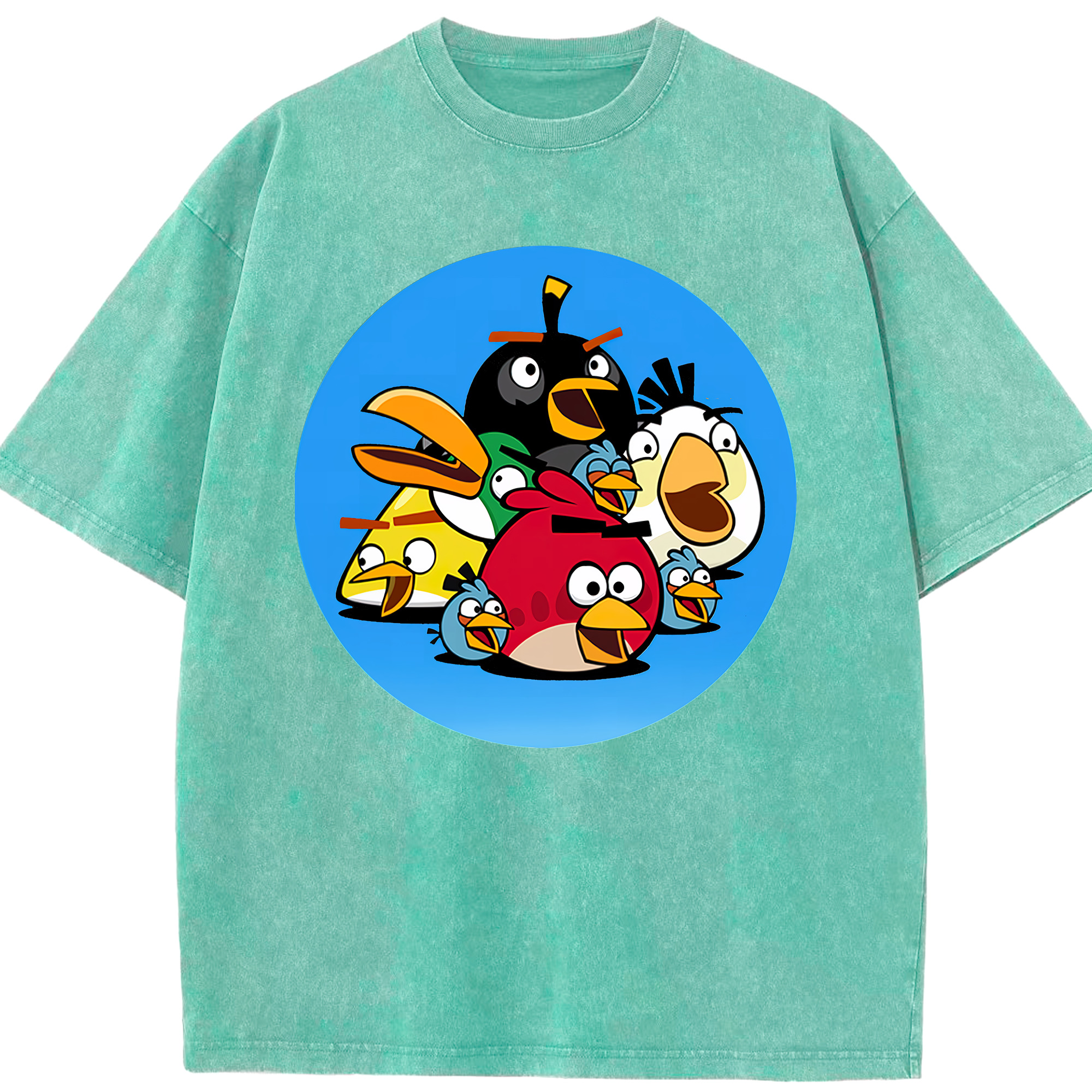 （画像用） Angry Birds アングリーバード 綿100% ヴィンテージ風 半袖Tシャツ（フロントプリント）